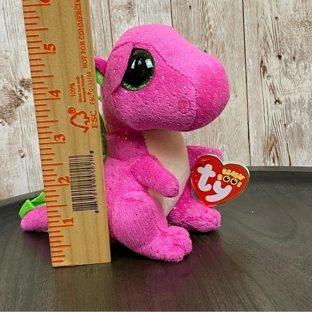 Ty Beanie Boo Darla Pink Glitter Dinosaur Plush